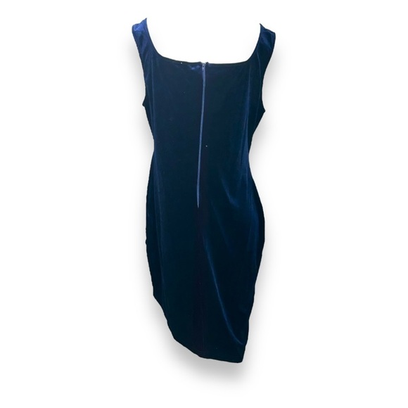 Privy Plus Size Navy Velour Dress Short Sleeveless Stretch Zip Velvet Womens 3X - Picture 2 of 5